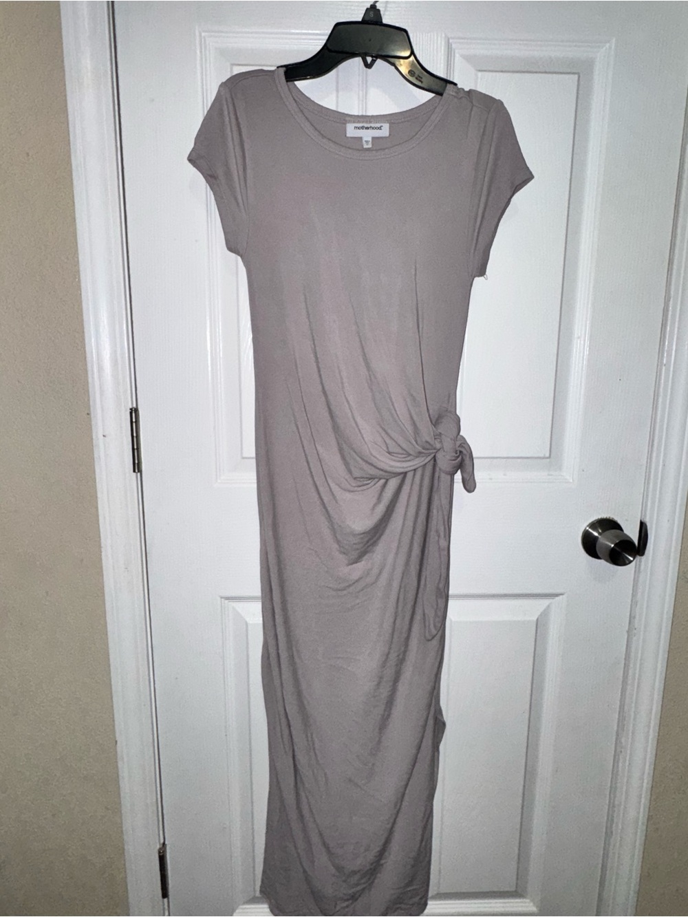 Motherhood Maternity Taupe Side-Knot Maxi Dress